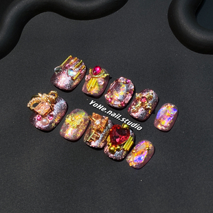 宥荷Studio 微妙心动INS小众穿戴甲美甲定制假指甲手工定制短甲