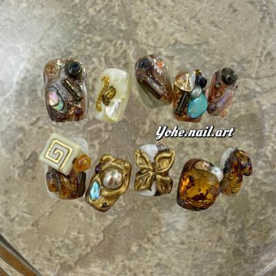 金瑞卷小众ins风穿戴甲美甲