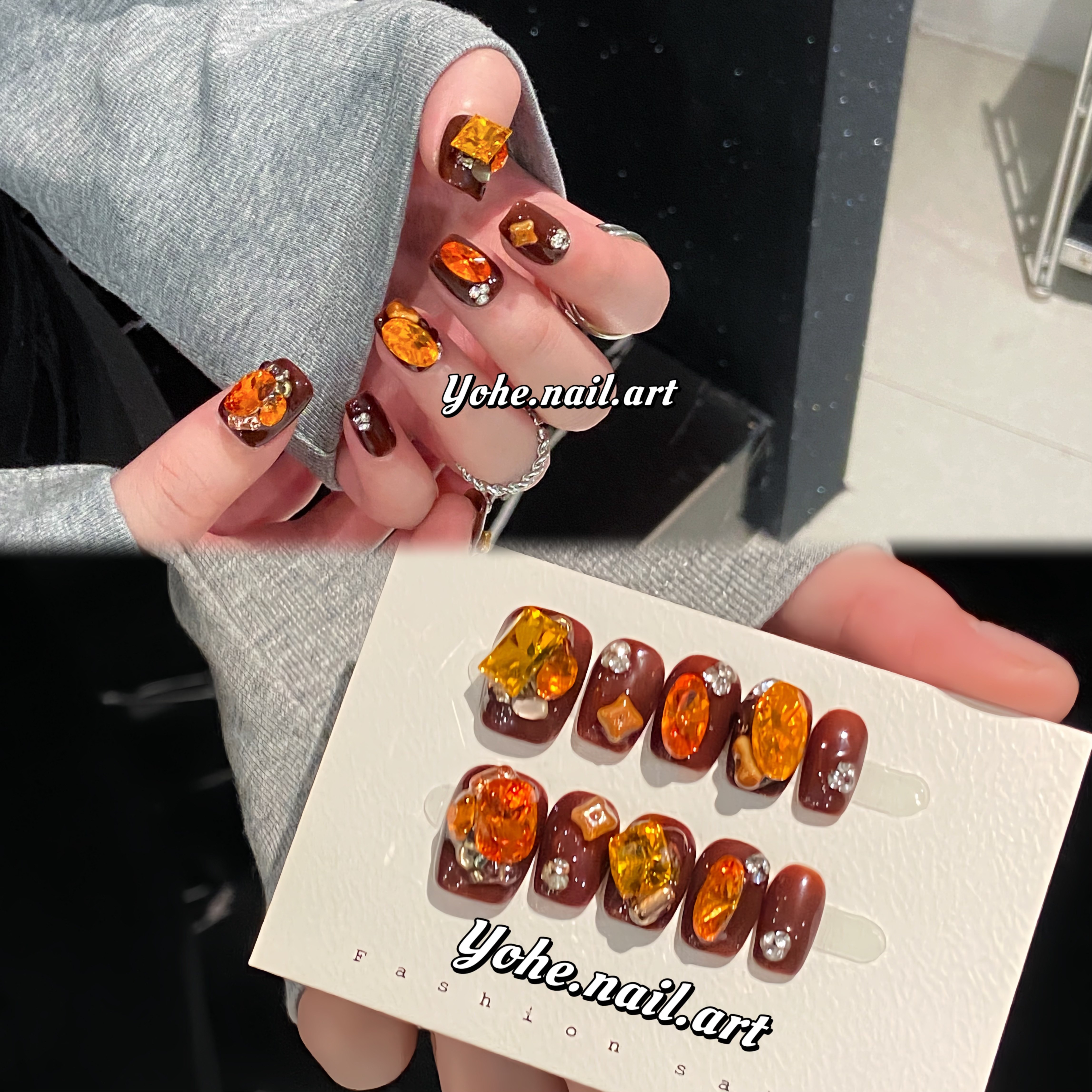 宥荷Studio 高级芬达 高级感穿戴甲美甲定制假指甲手工定制短甲,彩妆/香水/美妆工具,穿戴甲/甲片,淘宝优惠券,粉丝福利购,淘宝优惠卷