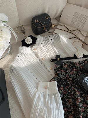 镂空刺绣蕾丝天丝衬衫