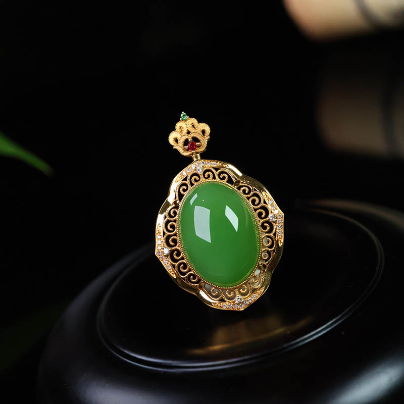 原创设计翡翠金镶玉挂件送妈妈