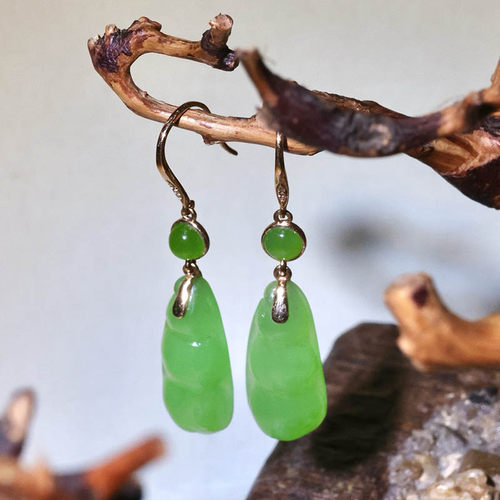 原创设计翡翠金镶玉耳饰送老婆