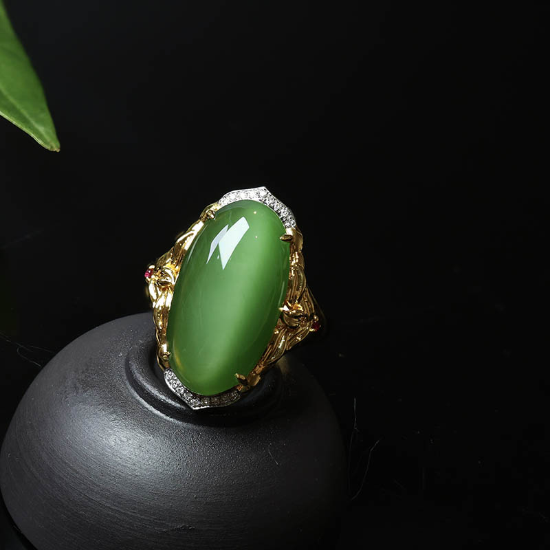 原创设计翡翠金镶玉手饰送妈妈