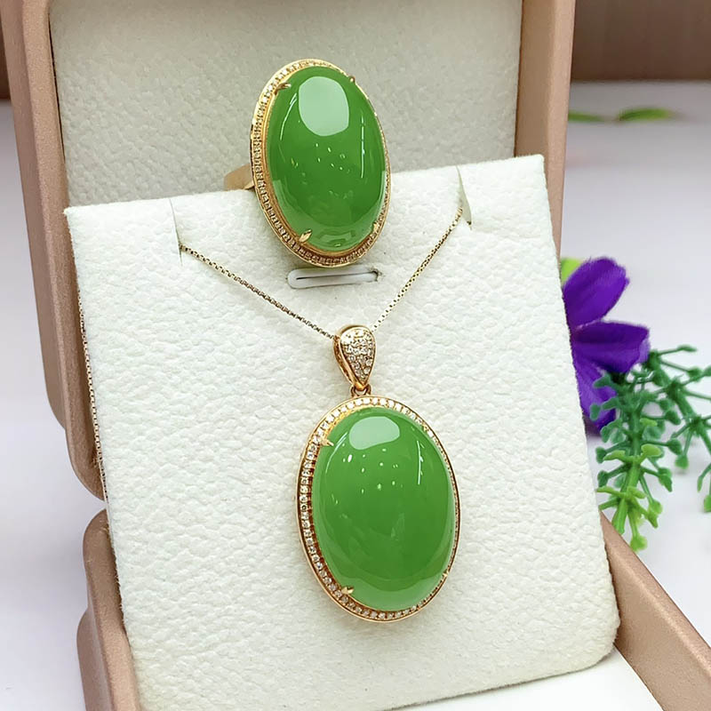 原创设计翡翠金镶玉项链送老婆