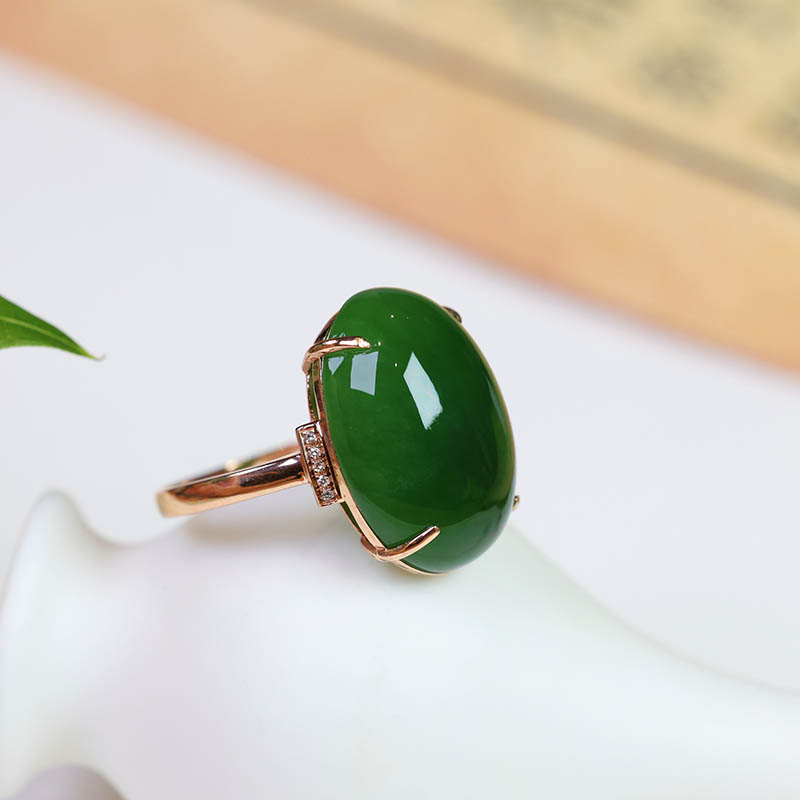 时尚潮流阳绿翡翠金镶玉手饰送妈