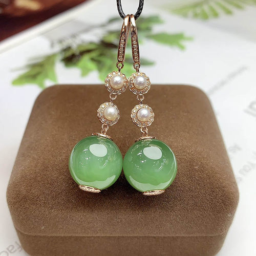 原创设计翡翠金镶玉耳环送老婆