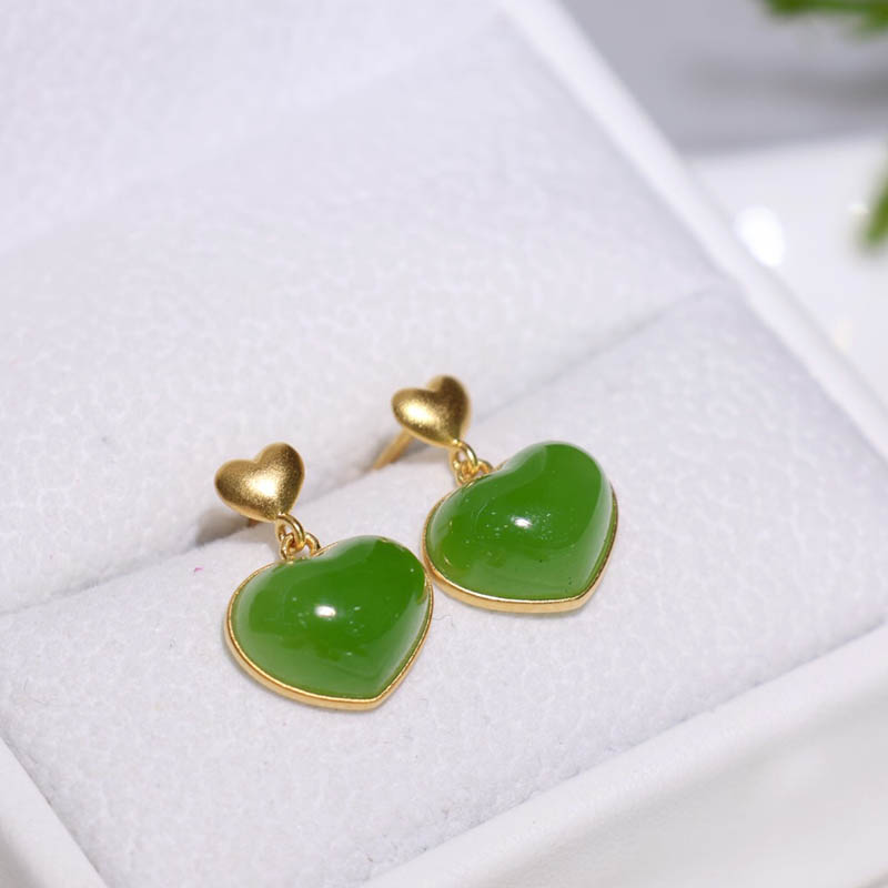 原创设计阳绿翡翠金镶玉送妈妈