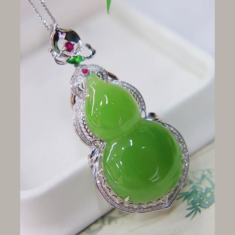 原创设计翡翠金镶玉项链送老婆