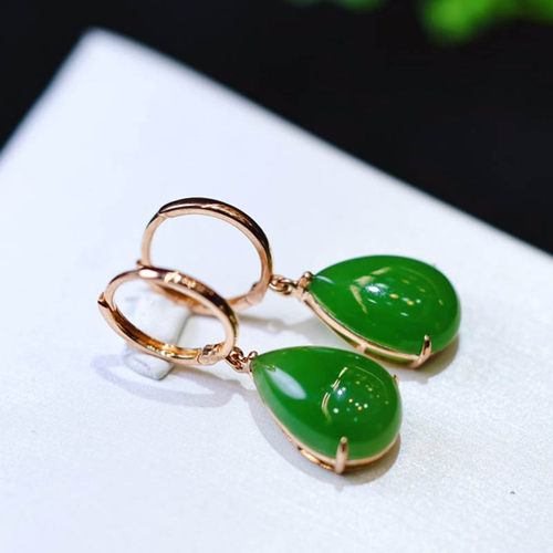 原创设计翡翠金镶玉耳坠送老婆礼