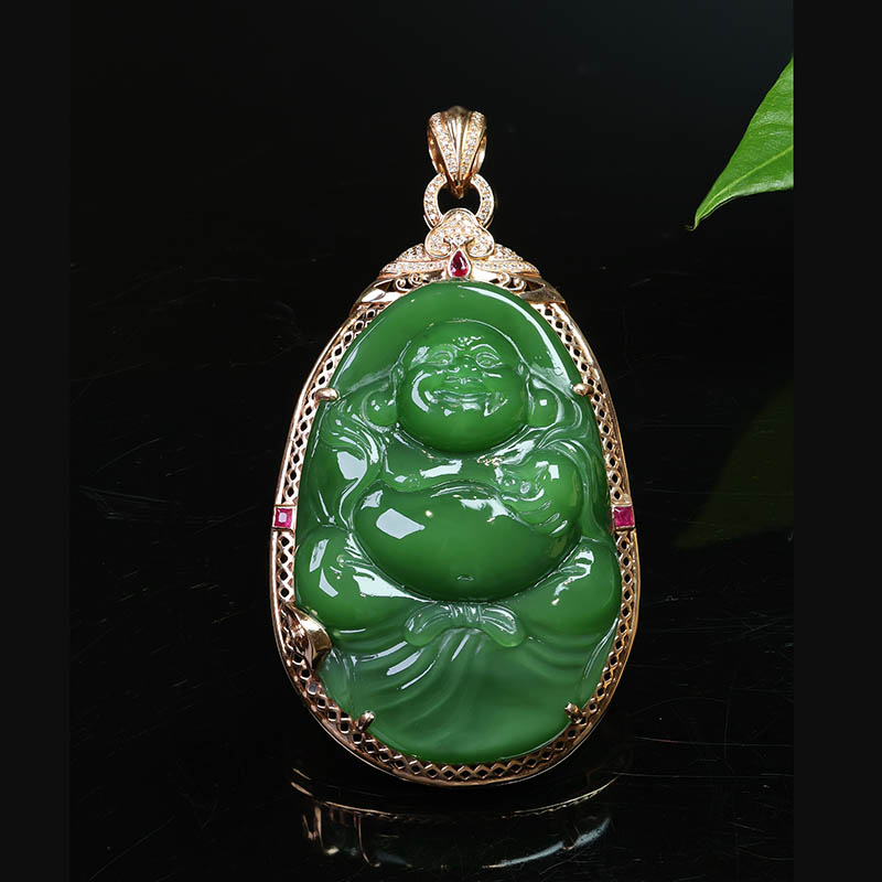 原创设计翡翠金镶玉项链送老婆