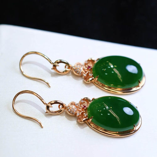 时尚潮流翡翠金镶玉耳饰送妈妈