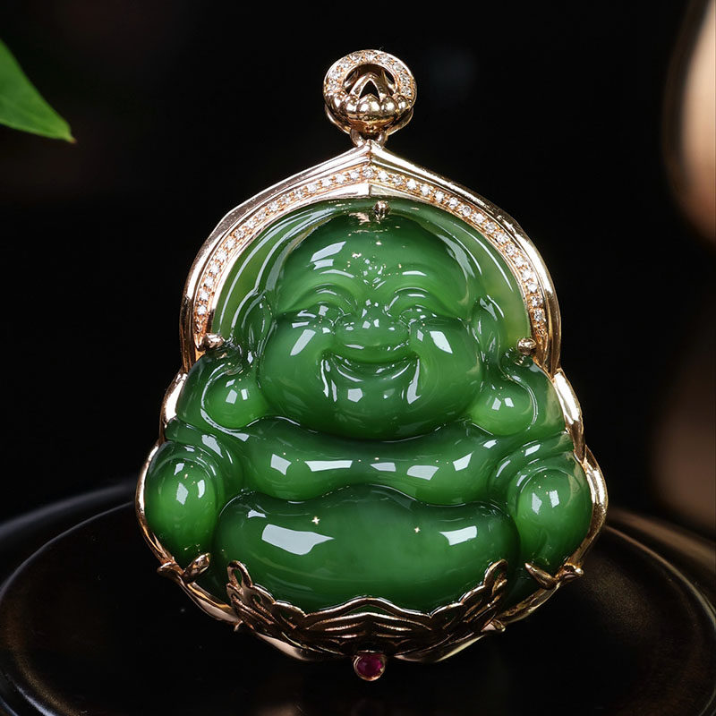 时尚潮流和田玉金镶玉佛公送老婆