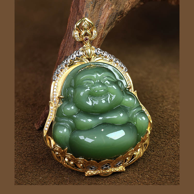 原创设计翡翠金镶玉项链送妈妈