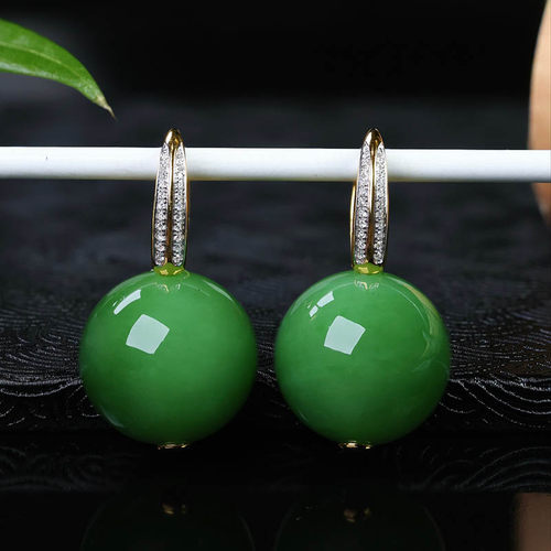 原创设计翡翠金镶玉耳环送老婆