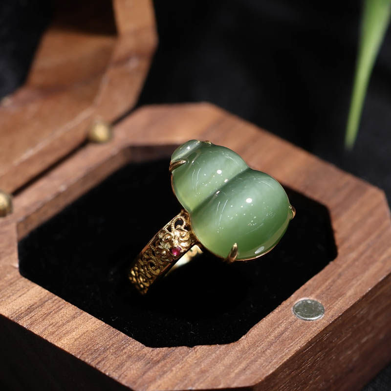 中秋礼物天然和田玉吊坠女冰猫眼碧玉笑佛镶嵌18k金挂件送妈妈