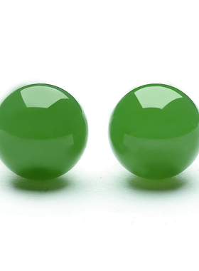 天然圆珠时尚风女士菠菜绿碧玉