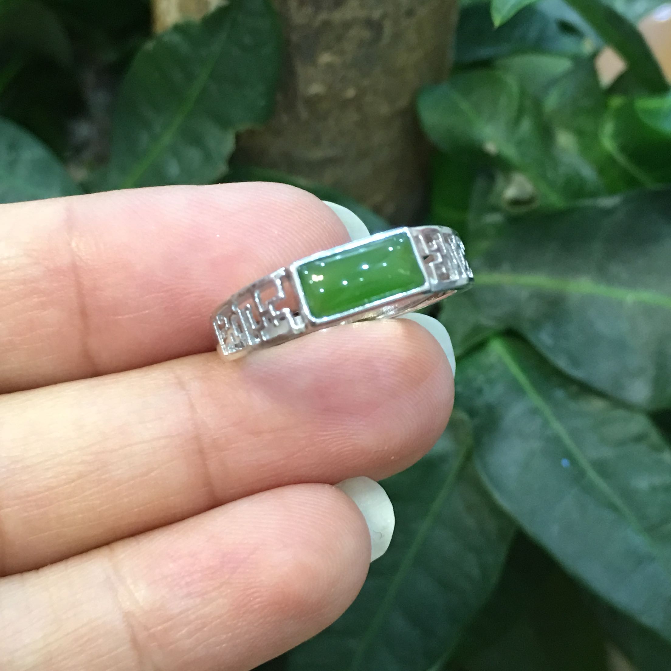 玉为阁和田玉碧玉S925纯银绿宝石