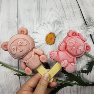 创意卡通熊猫冰激凌冰棍雪糕硅胶模具食品级卡通手工冰糕棒冰磨具