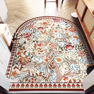 美式复古入户垫拱形门垫玄关地毯家用免洗防滑地垫家用可裁剪田园