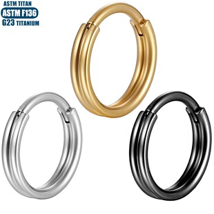 热销F136钛合金双层鼻环耳屏穿孔耳环鼻中隔环无缝圈人体穿刺