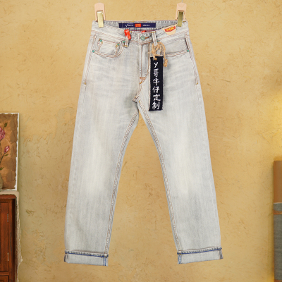3015赤耳丹宁12盎司牛仔裤男士春夏新款501裤型复古直筒水洗灰色