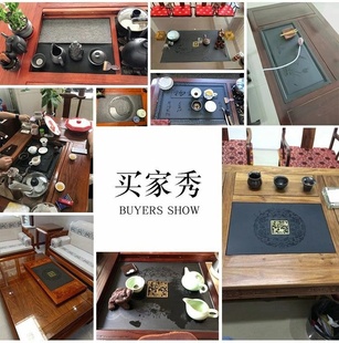 嵌入式 49茶盘定制茶桌中间空位漏水板内嵌火烧石材定做 乌金石53