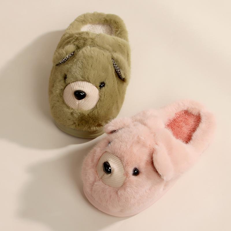 新款秋冬季卡通棉拖鞋小熊可爱男女士家居厚绒保暖居家室内防滑