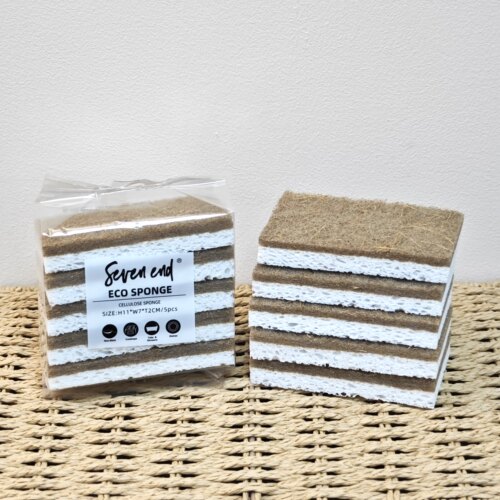 出口美国 SEVEN END原装100%可降解不含塑胶 双面天然海绵擦 锅刷