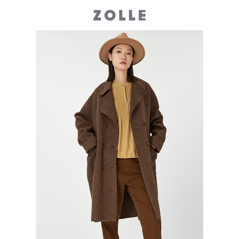 因为秋冬保暖复古中长大衣