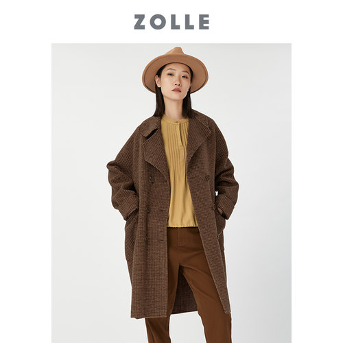 因为秋冬保暖复古中长大衣