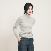 针织衫 100%羊绒高领毛衣女修身 显瘦长袖 静奢风