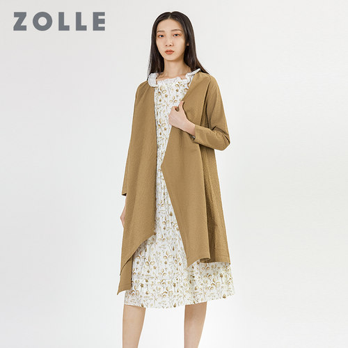 ZOLLE因为不规则纯棉中长风衣
