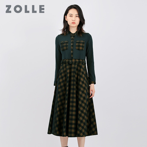 【ZOLLE因为】复古拼接经典款高腰连衣裙26春新品