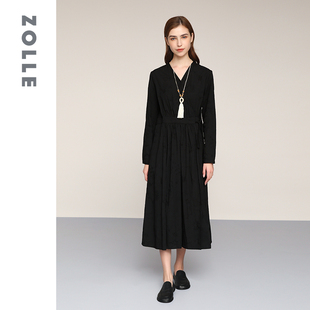 ZOLLE因为纯棉极简风垂坠感宽松显瘦长袖 连衣裙25秋冬