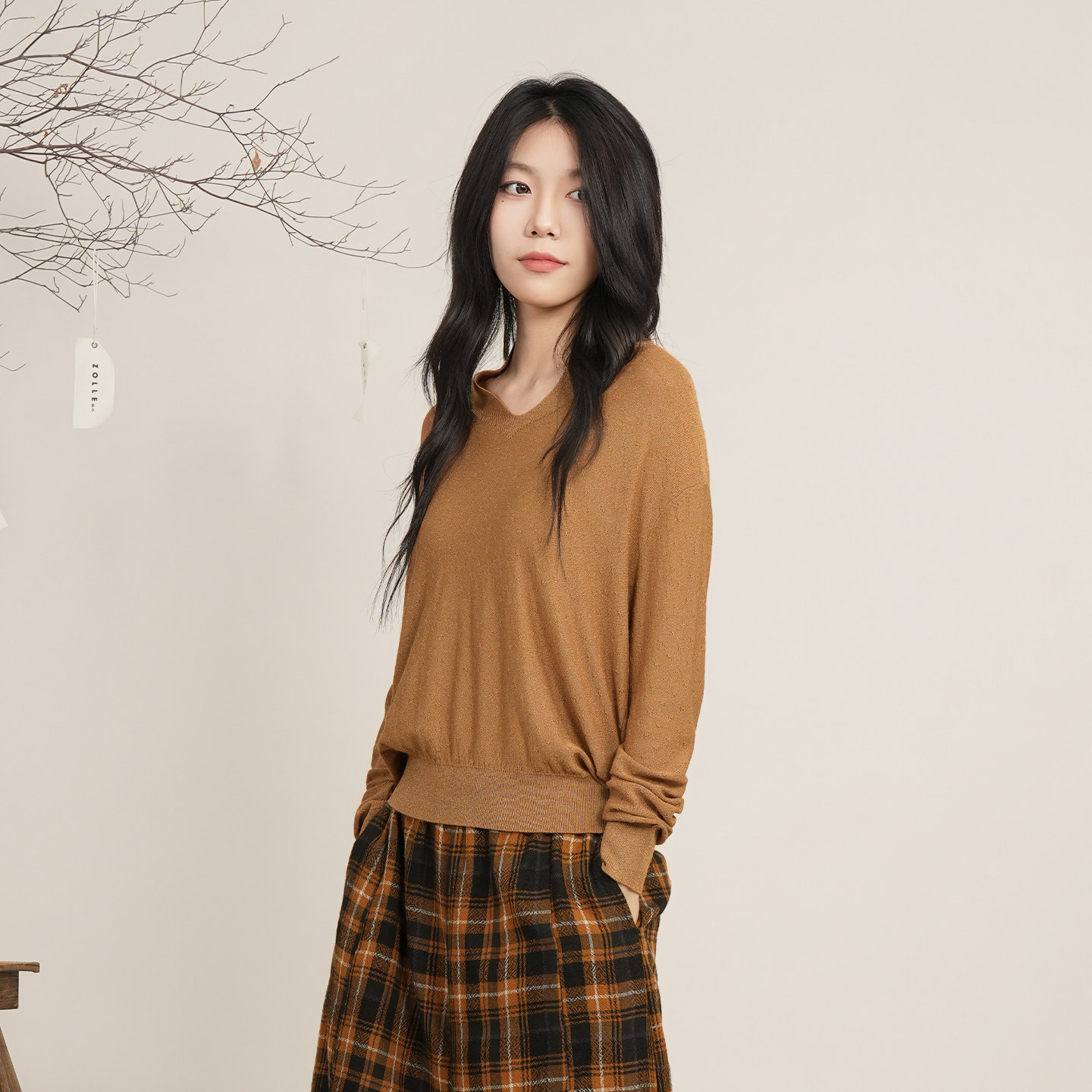 极简风V领针织衫女秋冬保暖减龄基础款毛衣内搭羊毛衫26春