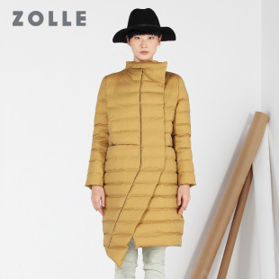 ZOLLE旗舰店因为专柜正品 羽绒服女不规则加厚外套 中长款 高领时尚