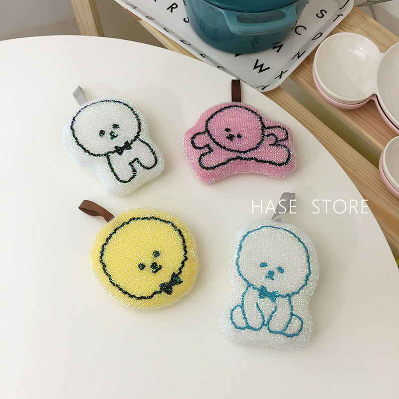 可爱小狗厨房洗碗可挂去污海绵