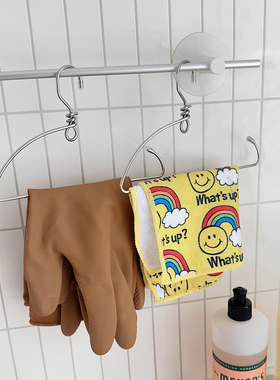 日本博主同款厨房抹布架不锈钢迷你小衣架毛巾挂钩手套晾晒置物架