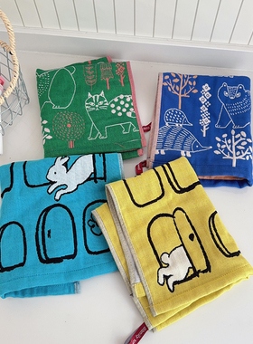 北欧风三层纱布小毛巾擦脸洁面巾吸水厨房擦手巾餐具擦干布百洁布