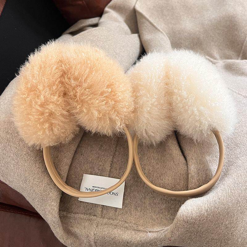 新款冬季山羊绒毛皮毛绒保暖耳罩高端耳捂子防寒可爱护耳羊毛耳套