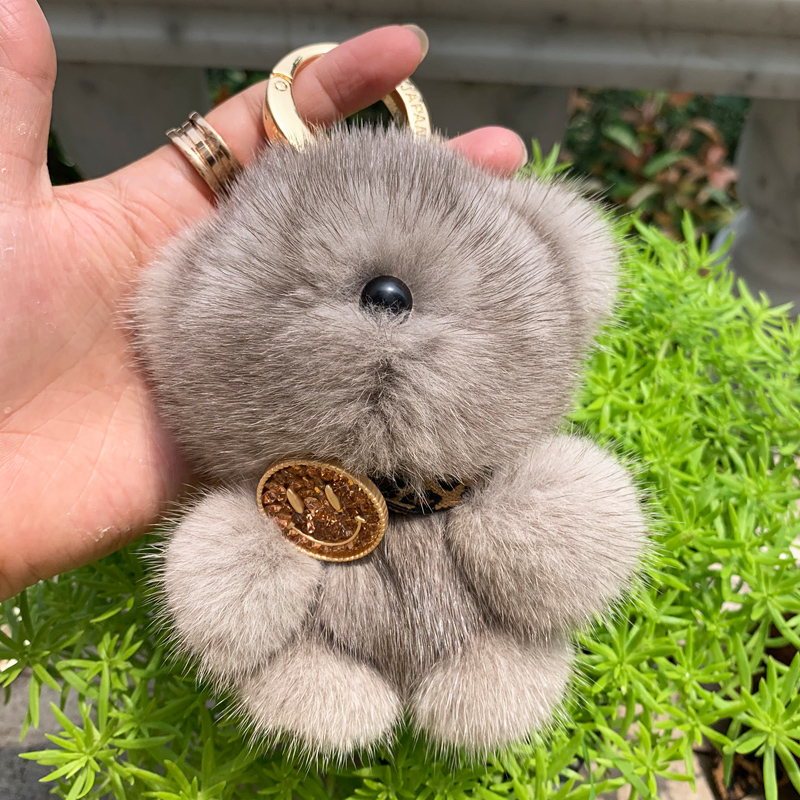 水貂毛小熊猫笑脸包包钥匙扣挂件