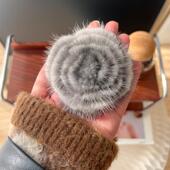 真毛进口银蓝水貂毛花朵胸针简约时尚 高档毛衣别针款 配饰衣服配件