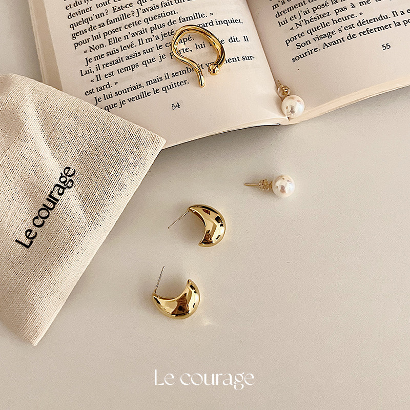 Le courage 复古欧美高级感光面18K金水滴耳环耳饰防过敏S925银针 - 实物图