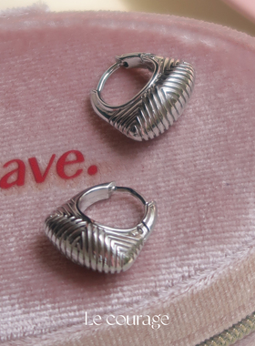 Le courage | 'My bag'立体包型精致压纹钛钢镀金高级感耳扣耳圈