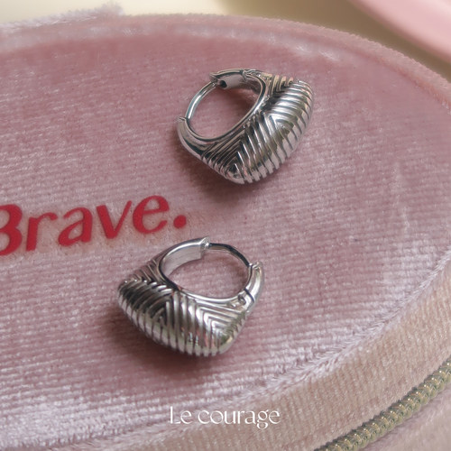 Le courage | 'My bag'立体包型精致压纹钛钢镀金高级感耳扣耳圈