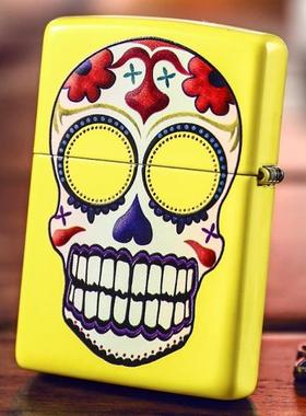 ZIPPO原装正品打火机 哑漆彩印 黄色小丑骷髅头/24894 专柜正版ZP