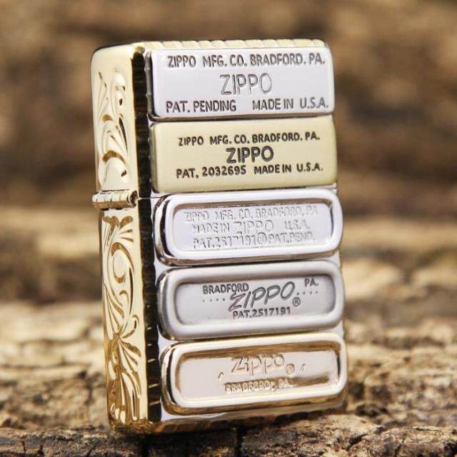 zippo原装正品打火机 镀金花边雕刻 五代底部标记 专柜正版限量版