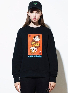 加厚圆领潮牌卫衣CHOCOOLATE女2025秋冬可爱花栗鼠印花男情侣3071