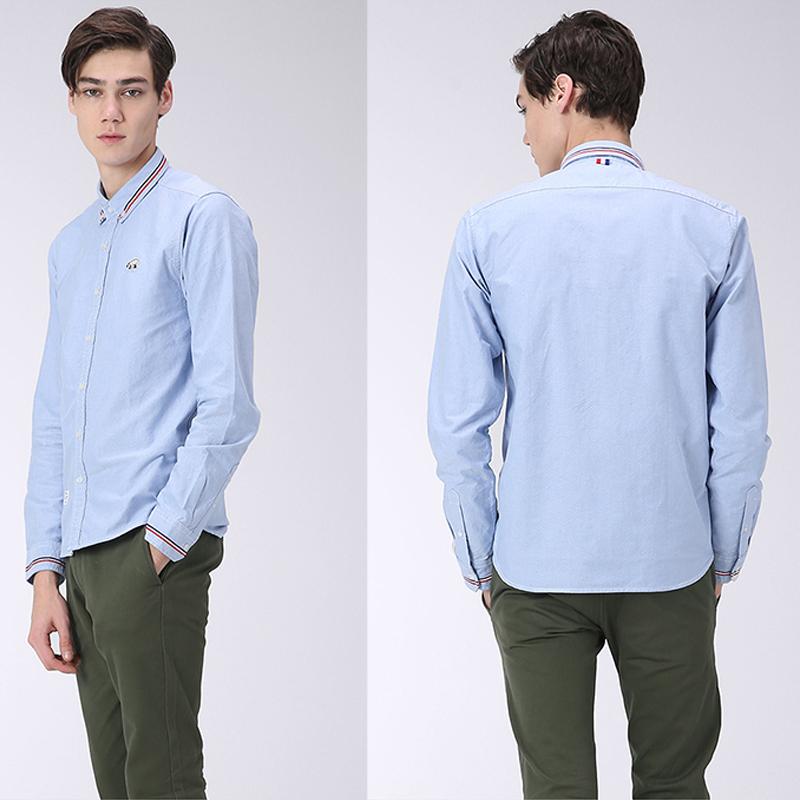 男装牛津纺衬衫长袖纯色衬衣春秋帅气全棉休闲CHOCOOLATE香港代购
