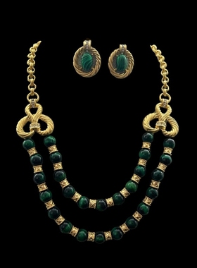 中古Vintage复古宫廷风镂空麻花纹理高级感个性夸张气质耳钉项链